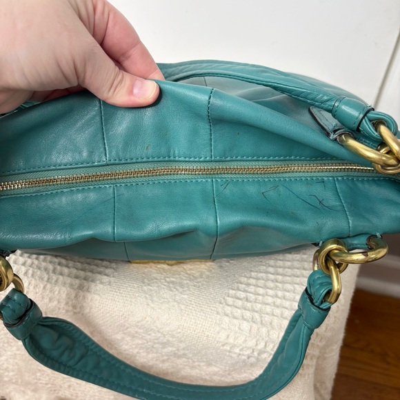 PROJECT Coach Kristin East West Leather Zip Tote 16814 Aegean Large Shoulder Bag - Picture 11 of 12